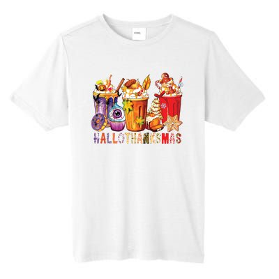 Happy Hallothanksmas Funny Halloween Thanksgiving Christmas Tall Fusion ChromaSoft Performance T-Shirt