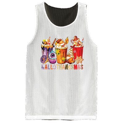 Happy Hallothanksmas Funny Halloween Thanksgiving Christmas Mesh Reversible Basketball Jersey Tank