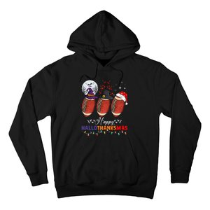 Happy Hallothanksmas Football Halloween Thanksgiving Xmas Hoodie