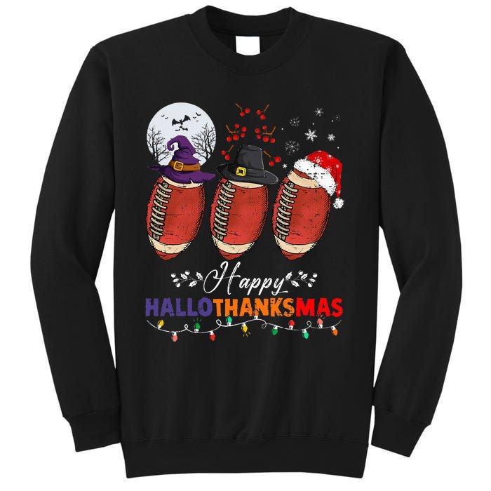 Happy Hallothanksmas Football Halloween Thanksgiving Xmas Sweatshirt