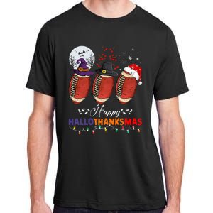 Happy Hallothanksmas Football Halloween Thanksgiving Xmas Adult ChromaSoft Performance T-Shirt