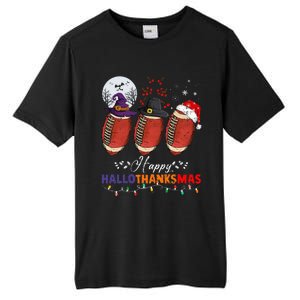 Happy Hallothanksmas Football Halloween Thanksgiving Xmas Tall Fusion ChromaSoft Performance T-Shirt