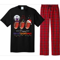 Happy Hallothanksmas Football Halloween Thanksgiving Xmas Pajama Set