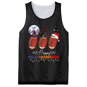 Happy Hallothanksmas Football Halloween Thanksgiving Xmas Mesh Reversible Basketball Jersey Tank