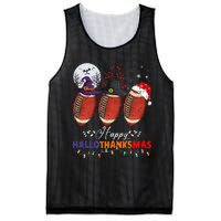 Happy Hallothanksmas Football Halloween Thanksgiving Xmas Mesh Reversible Basketball Jersey Tank