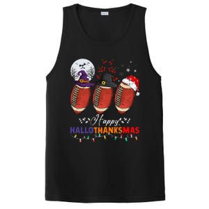 Happy Hallothanksmas Football Halloween Thanksgiving Xmas PosiCharge Competitor Tank