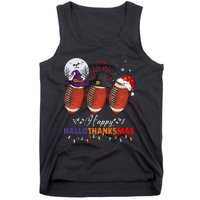 Happy Hallothanksmas Football Halloween Thanksgiving Xmas Tank Top