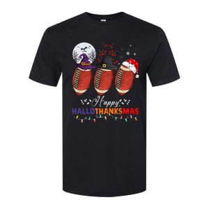 Happy Hallothanksmas Football Halloween Thanksgiving Xmas Softstyle CVC T-Shirt