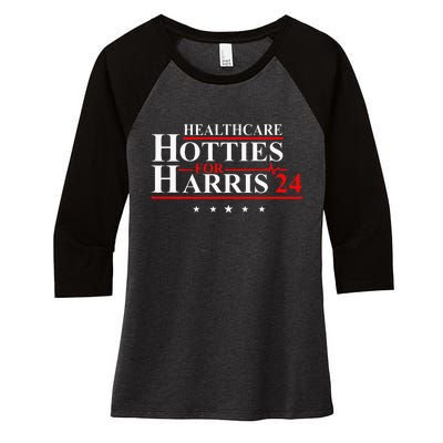 Healthcare Hotties For Harris 24 Design Women's Tri-Blend 3/4-Sleeve Raglan Shirt