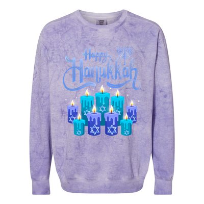 Happy Hanukkah Festival Of Light Candles Cute Gift Colorblast Crewneck Sweatshirt