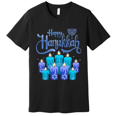 Happy Hanukkah Festival Of Light Candles Cute Gift Premium T-Shirt