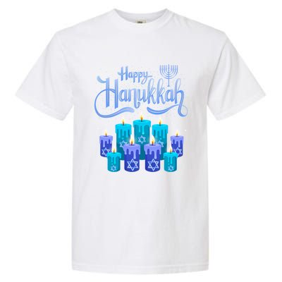 Happy Hanukkah Festival Of Light Candles Cute Gift Garment-Dyed Heavyweight T-Shirt