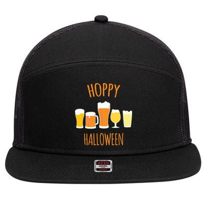 Hoppy Halloween Funny Halloween Beer Drinking Gift 7 Panel Mesh Trucker Snapback Hat