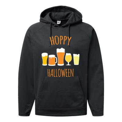 Hoppy Halloween Funny Halloween Beer Drinking Gift Performance Fleece Hoodie