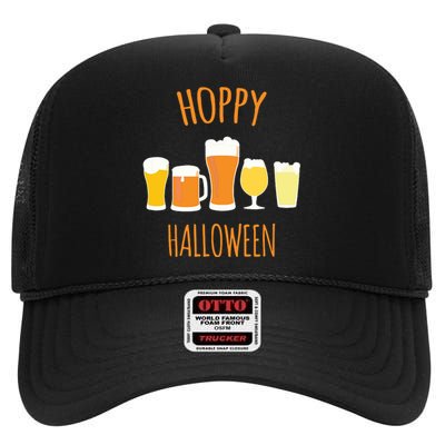 Hoppy Halloween Funny Halloween Beer Drinking Gift High Crown Mesh Back Trucker Hat