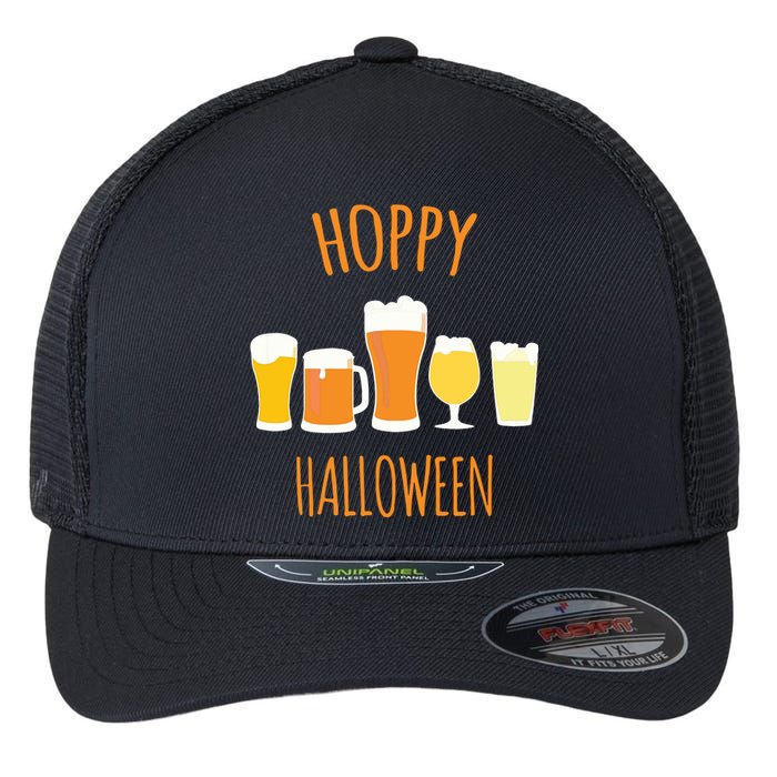 Hoppy Halloween Funny Halloween Beer Drinking Gift Flexfit Unipanel Trucker Cap