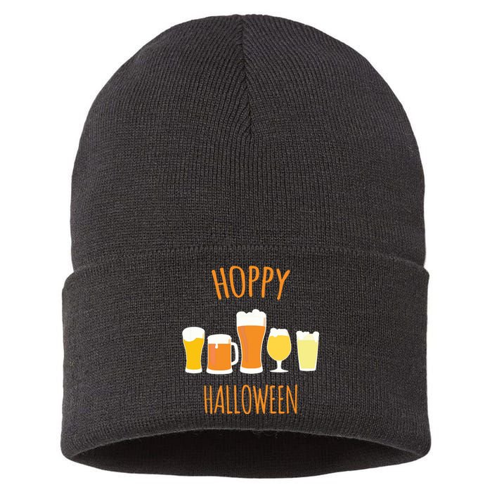 Hoppy Halloween Funny Halloween Beer Drinking Gift Sustainable Knit Beanie