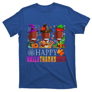 Happy Hallothanksmas Football Halloween Thanksgiving Xmas Gift T-Shirt