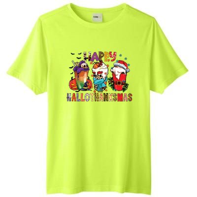 Happy Hallothanksmas Funny Halloween Thanksgiving Christmas Tall Fusion ChromaSoft Performance T-Shirt