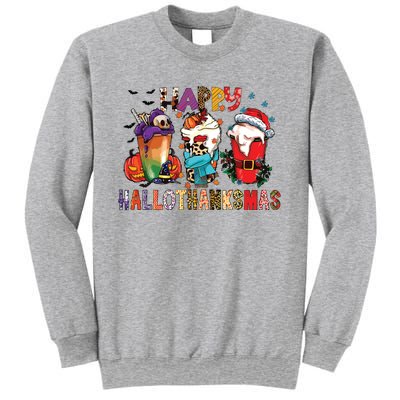 Happy Hallothanksmas Funny Halloween Thanksgiving Christmas Sweatshirt