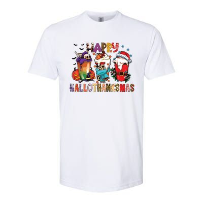 Happy Hallothanksmas Funny Halloween Thanksgiving Christmas Softstyle® CVC T-Shirt