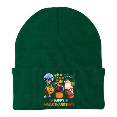 Happy Hallothanksmas Funny Halloween Thanksgiving Christmas Knit Cap Winter Beanie