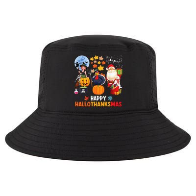 Happy Hallothanksmas Funny Halloween Thanksgiving Christmas Cool Comfort Performance Bucket Hat