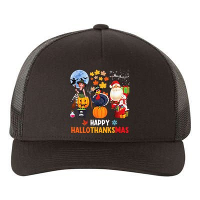 Happy Hallothanksmas Funny Halloween Thanksgiving Christmas Yupoong Adult 5-Panel Trucker Hat