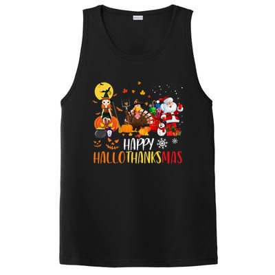 Happy Hallothanksmas Funny Halloween Thanksgiving Christmas PosiCharge Competitor Tank