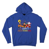 Happy Hallothanksmas Funny Halloween Thanksgiving Christmas Hoodie