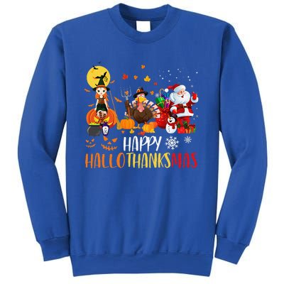 Happy Hallothanksmas Funny Halloween Thanksgiving Christmas Sweatshirt