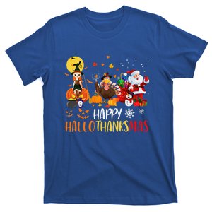 Happy Hallothanksmas Funny Halloween Thanksgiving Christmas T-Shirt