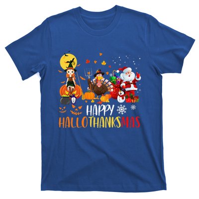 Happy Hallothanksmas Funny Halloween Thanksgiving Christmas T-Shirt