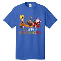 Happy Hallothanksmas Funny Halloween Thanksgiving Christmas Tall T-Shirt