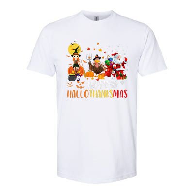 Happy Hallothanksmas Funny Halloween Thanksgiving Christmas Softstyle CVC T-Shirt