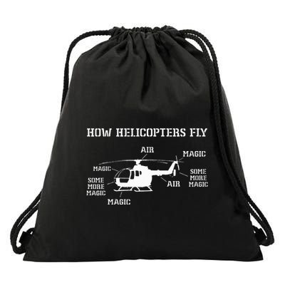 How Helicopters Fly Funny Helicopter Pilot Drawstring Bag