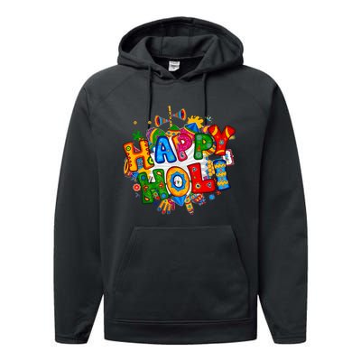 Happy Holi Festival Colors India Hindu Performance Fleece Hoodie