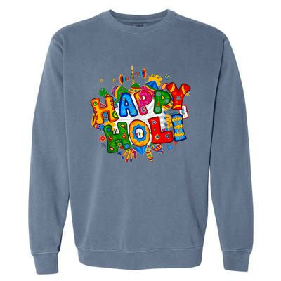 Happy Holi Festival Colors India Hindu Garment-Dyed Sweatshirt