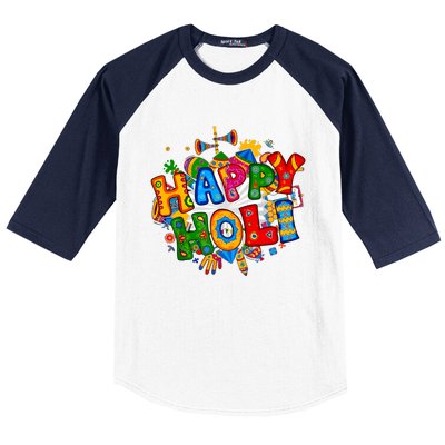 Happy Holi Festival Colors India Hindu Baseball Sleeve Shirt