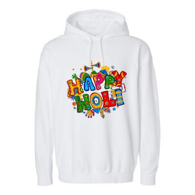 Happy Holi Festival Colors India Hindu Garment-Dyed Fleece Hoodie