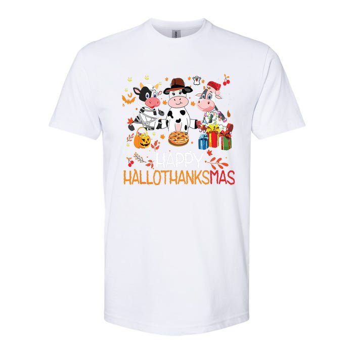 Happy Hallothanksmas Funny Santa Cow Halloween Thanksgiving Softstyle CVC T-Shirt