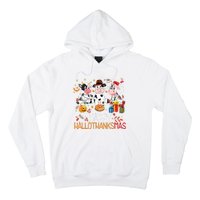 Happy Hallothanksmas Funny Santa Cow Halloween Thanksgiving Hoodie