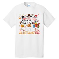 Happy Hallothanksmas Funny Santa Cow Halloween Thanksgiving Tall T-Shirt