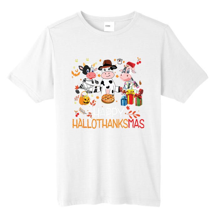 Happy Hallothanksmas Funny Santa Cow Halloween Thanksgiving Tall Fusion ChromaSoft Performance T-Shirt