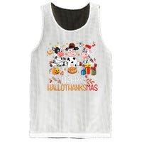 Happy Hallothanksmas Funny Santa Cow Halloween Thanksgiving Mesh Reversible Basketball Jersey Tank