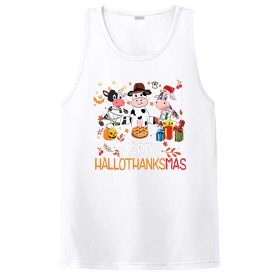 Happy Hallothanksmas Funny Santa Cow Halloween Thanksgiving PosiCharge Competitor Tank