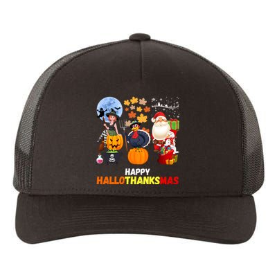 Happy Hallothanksmas Funny Halloween Thanksgiving Christmas Yupoong Adult 5-Panel Trucker Hat