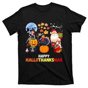 Happy Hallothanksmas Funny Halloween Thanksgiving Christmas T-Shirt