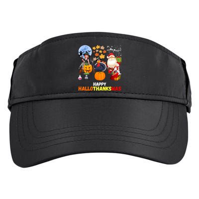 Happy Hallothanksmas Funny Halloween Thanksgiving Christmas Adult Drive Performance Visor