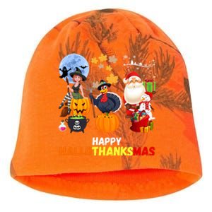 Happy Hallothanksmas Funny Halloween Thanksgiving Christmas Kati - Camo Knit Beanie